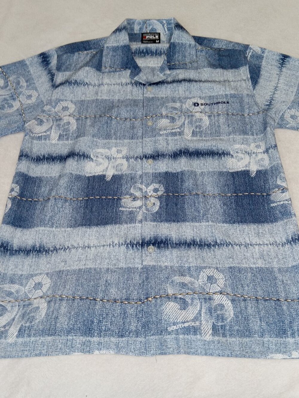 Vintage Y2K Southpole All Over Print Button Up Shirt Mens Medium Baggy Fit NWT